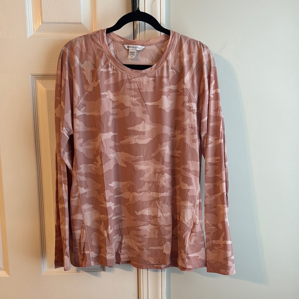 Athleta Pink Camo Long Sleeve Tee